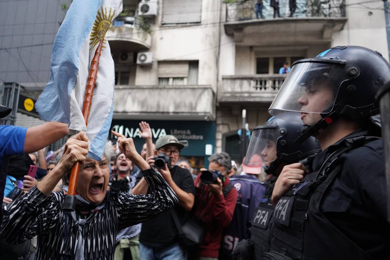 Imagen del día de ayer en la movilización por el reclamo salarial