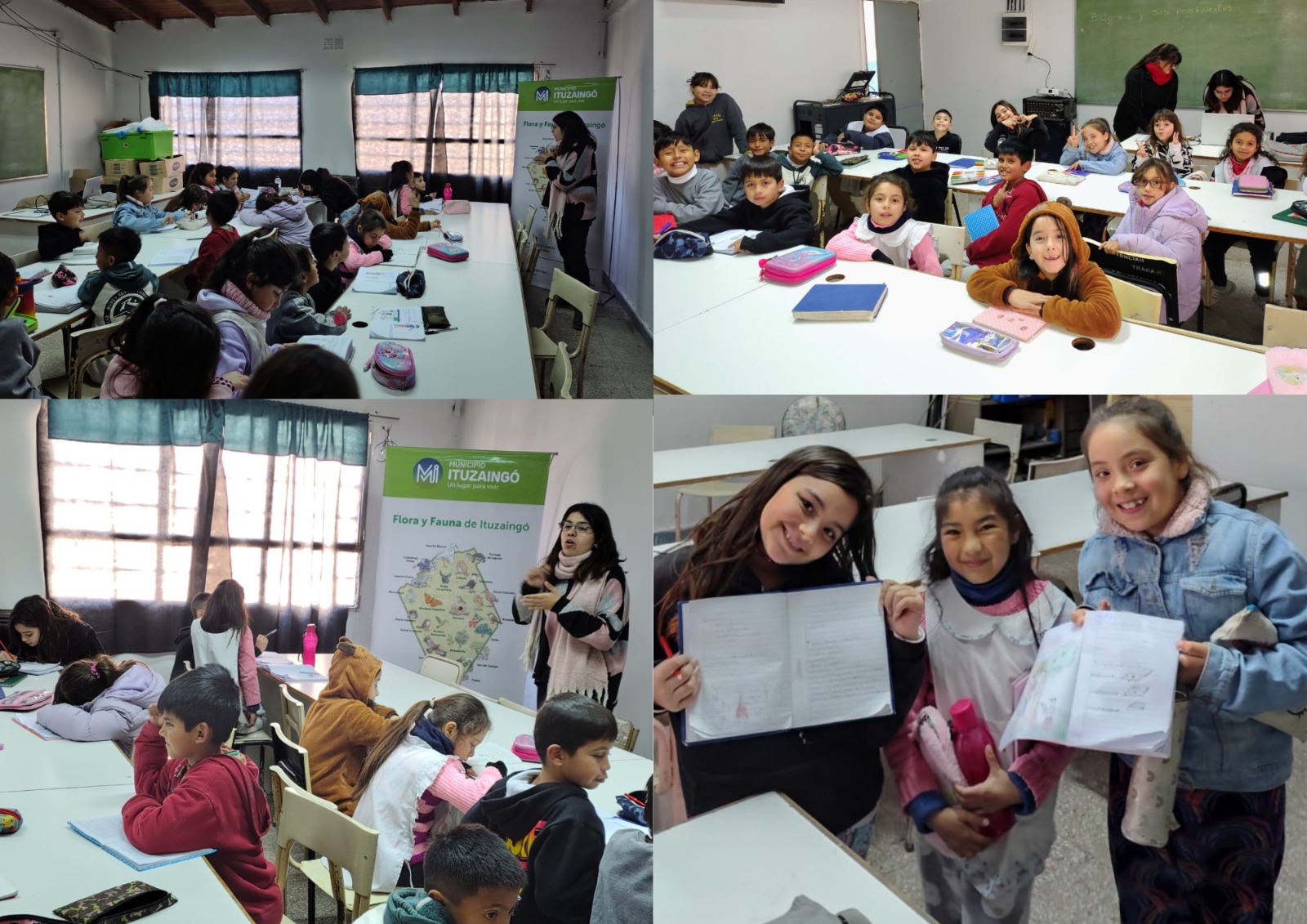 estudiantes de diferentes escuelas del distrito aprendiendo la biodivesidad de Ituzaingó
