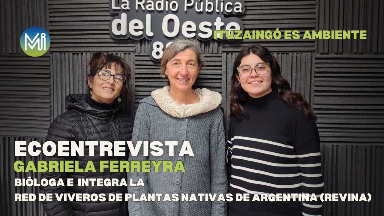 Gabriela Ferreyra en el estudio Marcelo Chiariadía, La Radio Pública del Oeste