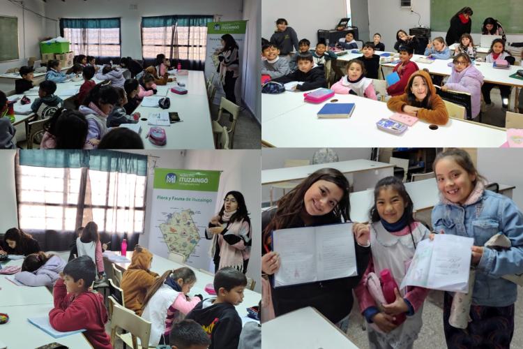 estudiantes de diferentes escuelas del distrito aprendiendo la biodivesidad de Ituzaingó